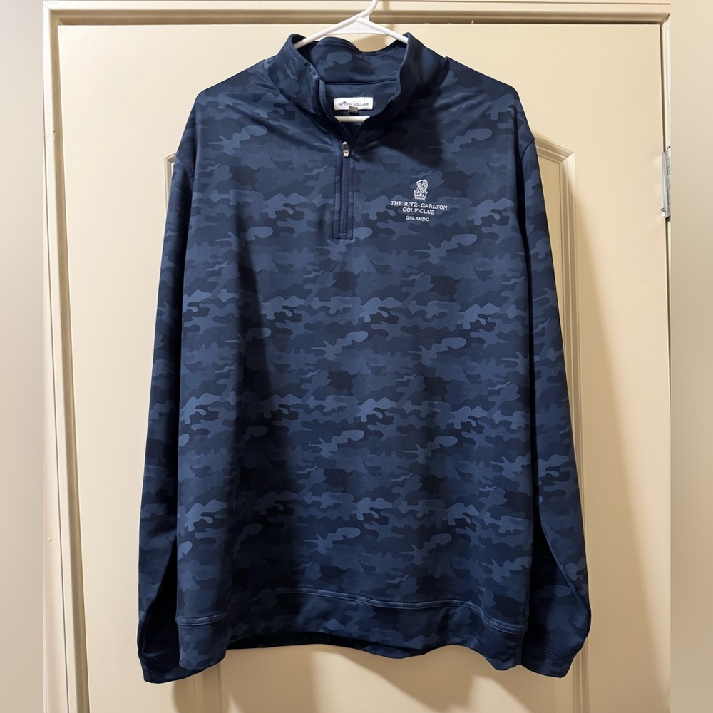 Peter Millar Navy Camo Quarter-Zip Pullover